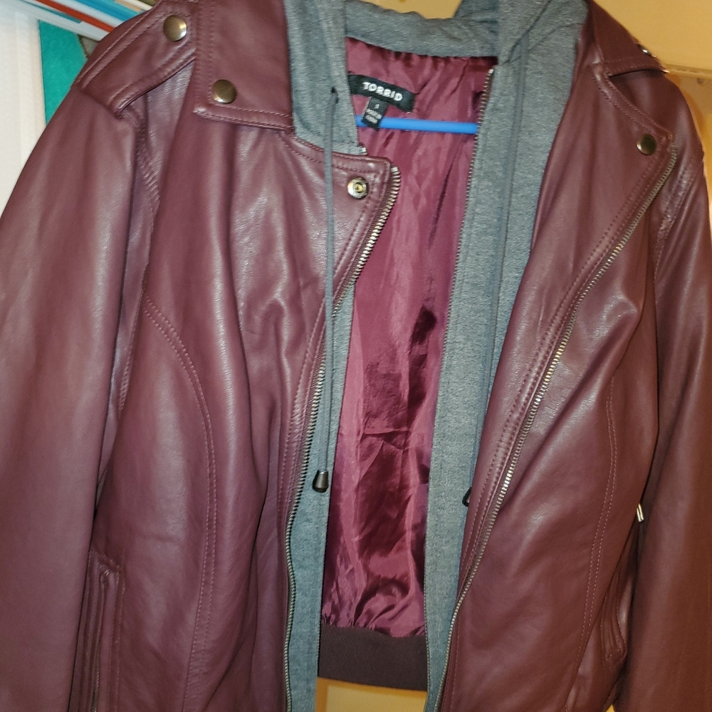 Marroon leather jacket